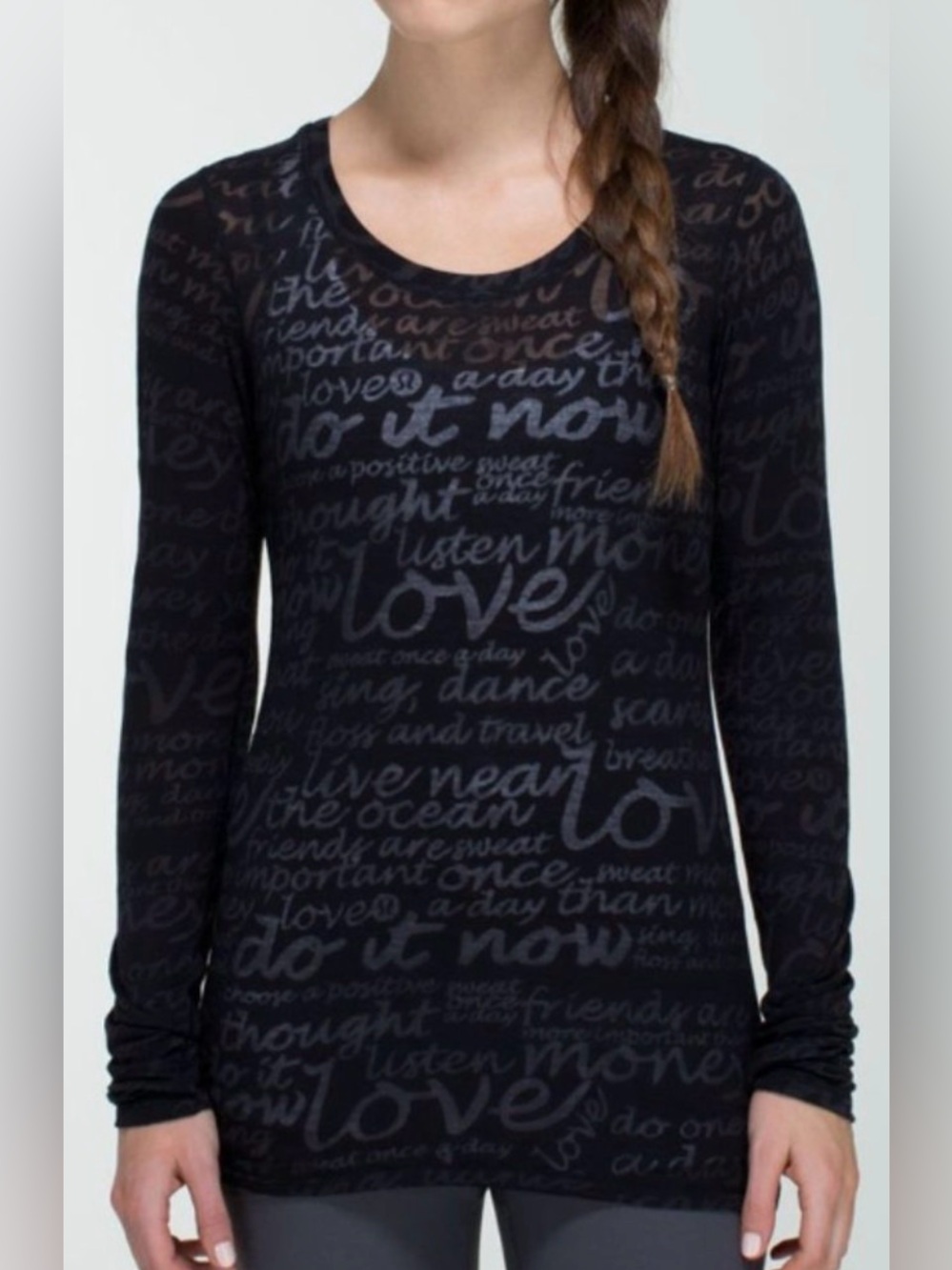 Lululemon Daily Practice See Love Manifesto Burnout Long Sleeve Sz 2 Rare